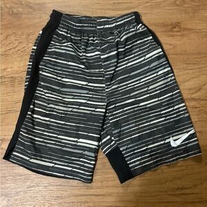 Nike Men's Black and White Patterned Athletic Shorts